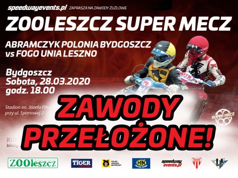 Żużlowy Super Mecz w Bydgoszczy także przełożony