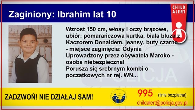 Child alert, uprowadzenie 10-latka w Gdyni