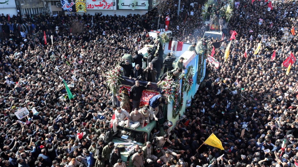 Uroczystości pogrzebowe generała Kasema Sulejmaniego w mieście Kerman w Iranie/fot. PAP/EPA/STR