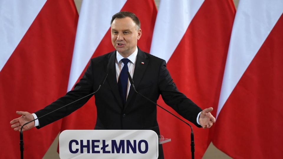 Prezydent RP Andrzej Duda podczas spotkania z mieszkańcami miasta w Chełmnie. Fot. PAP/Tytus Żmijewski