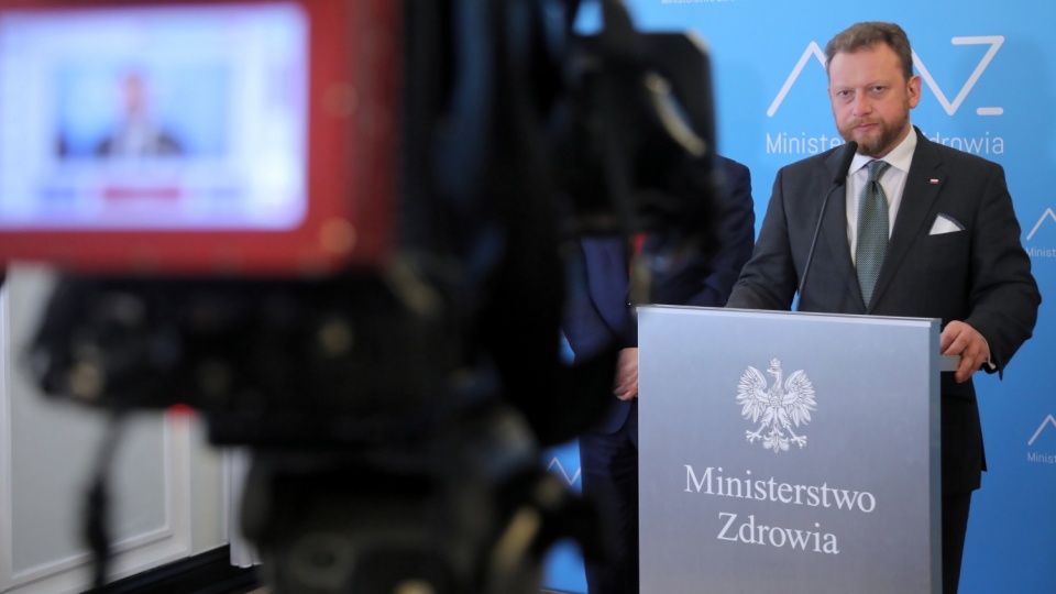 Minister zdrowia Łukasz Szumowski podczas konferencji prasowej w siedzibie resortu w Warszawie. Fot. PAP/Wojciech Olkuśnik