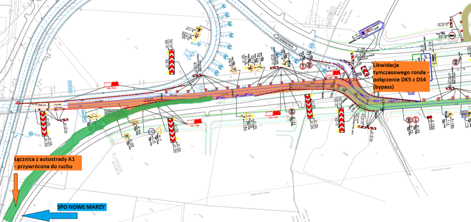 Zmiany w ruchu - Nowe Marzy./grafika: GDDKIA Bydgoszcz