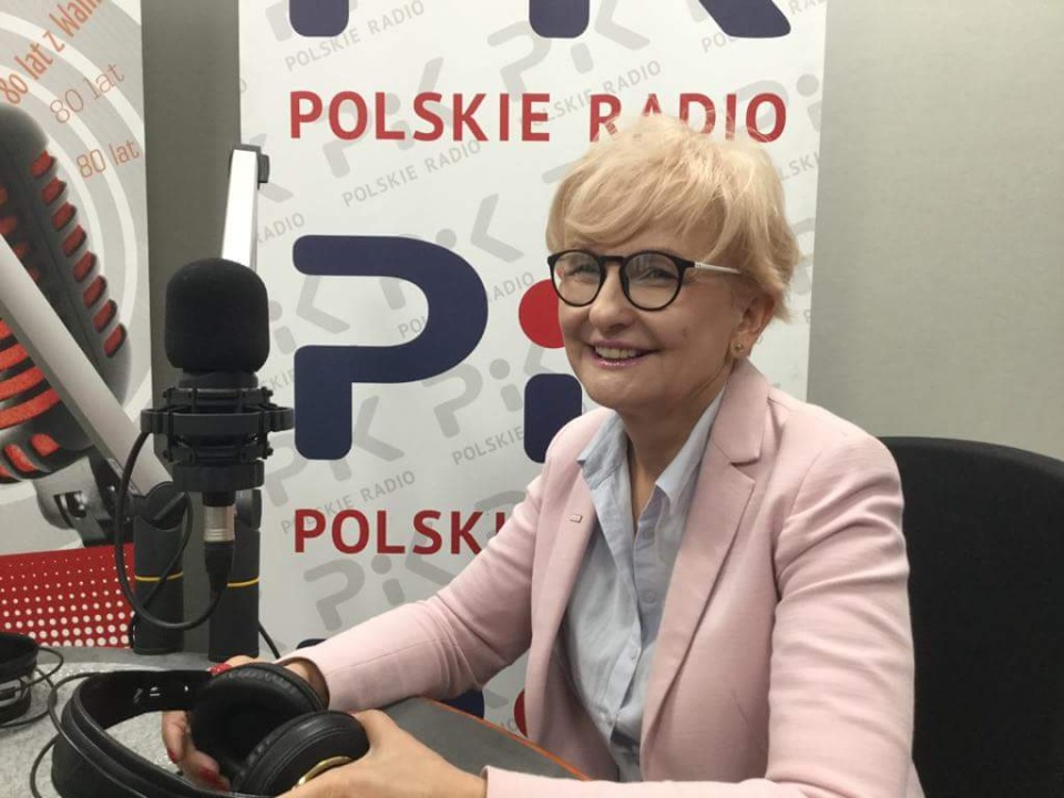 Iwona Michałek w studio PR PiK./fot. PR PiK/archiwum