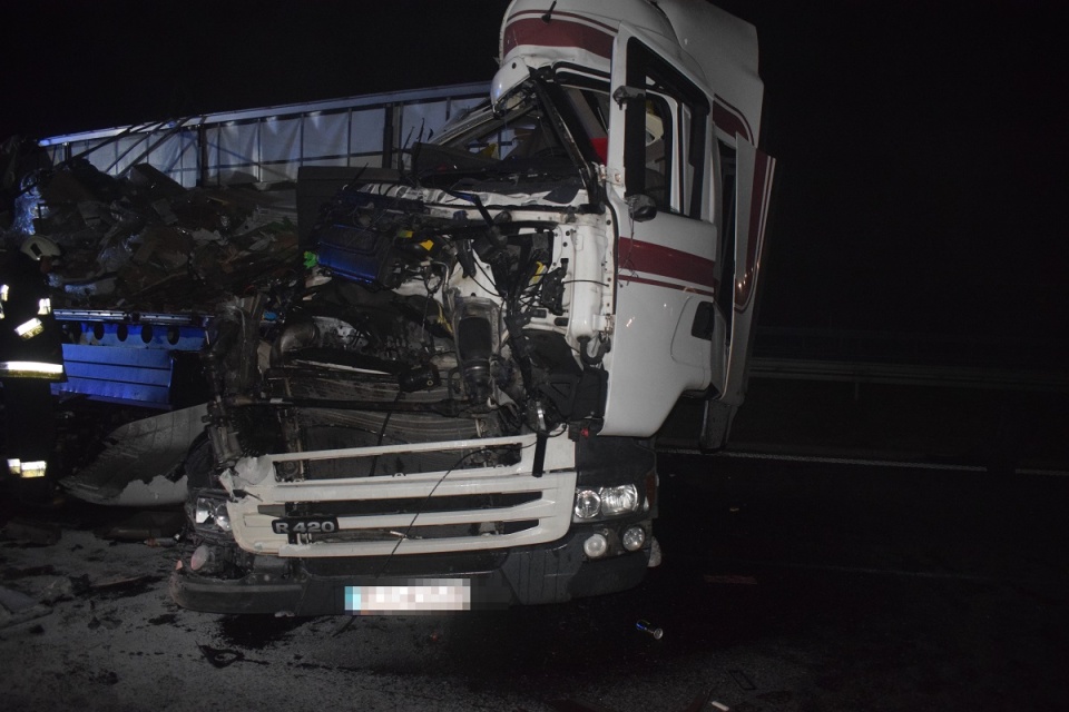 Zderzenie dwóch ciężarówek na autostradzie A1/fot. materiały policji