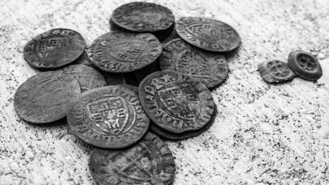 Sto srebrnych monet z czasów krzyżackich znaleźli poszukiwacze skarbów z Wielkiej Nieszawki w Nadleśnictwie Cierpiszewo/fot. nadesłane