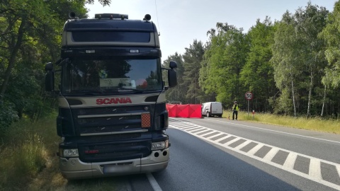 Toruńska policja szuka świadków porannego wypadku (wtorek 22.06), do którego doszło przed godz. 7 w okolicach Cierpic na drodze krajowej nr 10. Fot. Policja