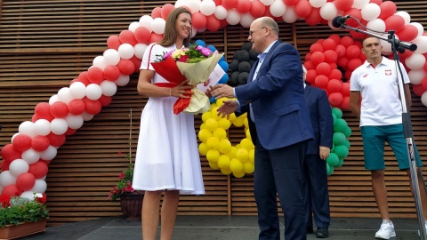 Powitanie „Srebrnej Marty” zorganizowano na terenie klubu zawodniczki Wisły Grudziądz. Fot. Marcin Doliński