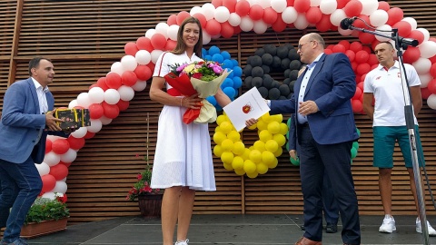 Powitanie „Srebrnej Marty” zorganizowano na terenie klubu zawodniczki Wisły Grudziądz. Fot. Marcin Doliński