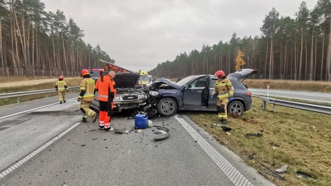 Jedna osoba została ranna w wypadku, do którego doszło przed godz. 15:00 na drodze nr 5 między węzłami Bydgoszcz-Zachód a Bydgoszcz-Opławiec w kierunku Gdańska. Fot. Krystian Andruszczenko Pomoc Drogowa Bydgoszcz 24h