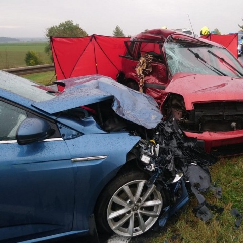 Zderzenie dwóch aut na DK 25 w Mąkowarsku. Nie żyje 65-letni kierowca