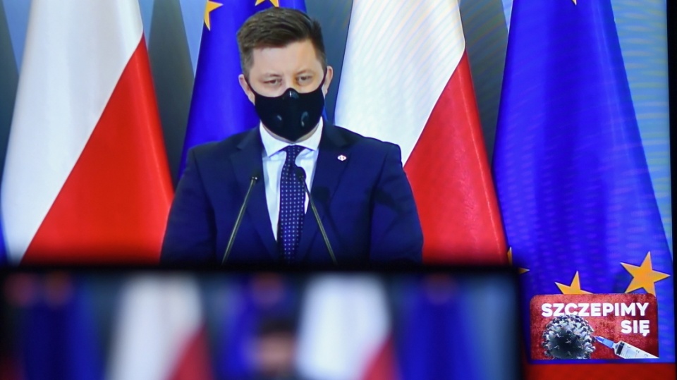 Szef KRPM Michał Dworczyk podczas konferencji prasowej/fot. Marcin Obara, PAP