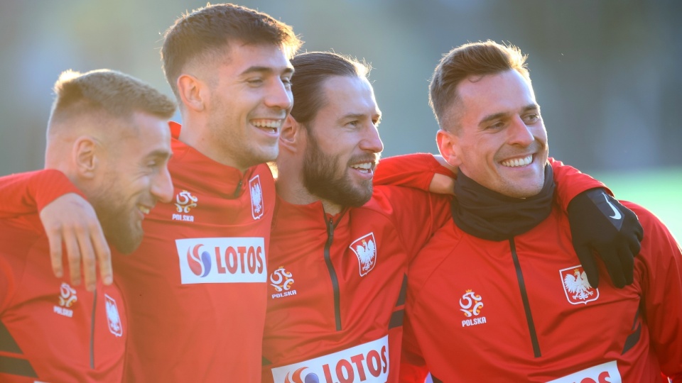 Rafał Augustyniak, Jakub Moder, Grzegorz Krychowiak i Arkadiusz Milik w czasie ostatniego zgrupowania reprezentacji Polski. Fot. PAP/Leszek Szymański