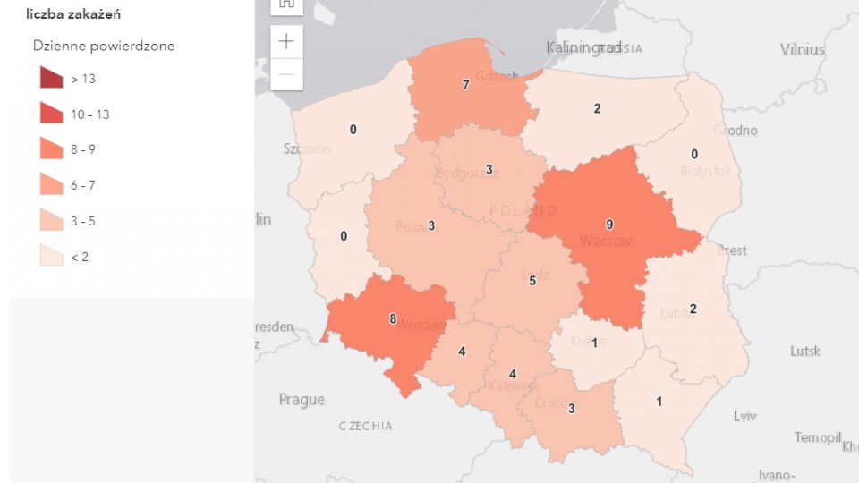 Niedzielna (4.07) mapa zakażeń koronawirusem w Polsce. Źródło: www.gov.pl/web/koronawirus/wykaz-zarazen-koronawirusem-sars-cov-2