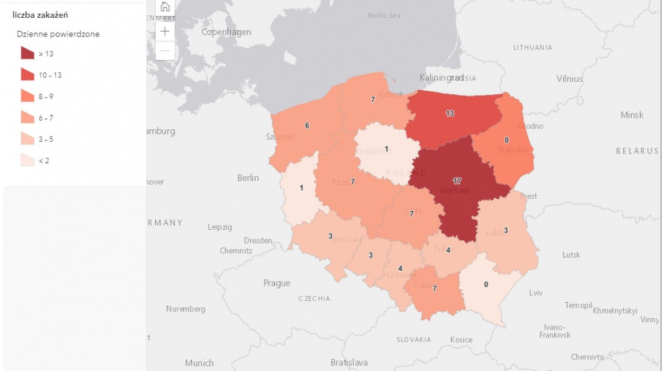Czwartkowa (8.07) mapa zakażeń koronawirusem w Polsce. Źródło: www.gov.pl/web/koronawirus