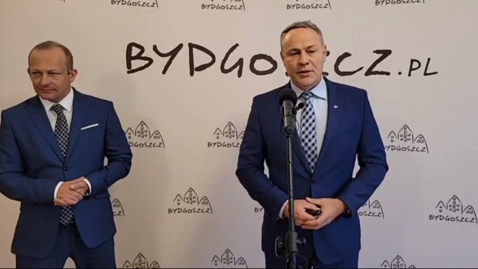 Na wspólnej konferencji prasowej wystąpili prezydent Bydgoszczy Rafał Bruski i bydgoski poseł Platformy Obywatelskiej Paweł Olszewski. Fot. Zrzut ekranu