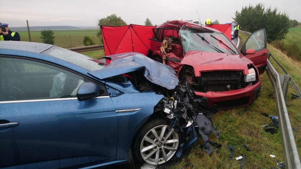 Zderzenie dwóch aut w Mąkowarsku. Nie żyje 65-letni kierowca./fot. Policja