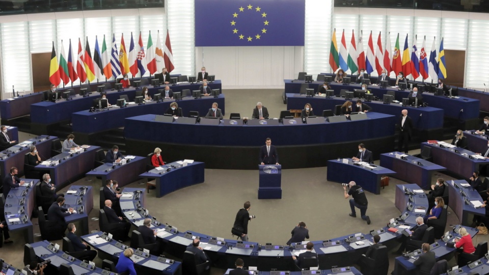 Premier Mateusz Morawiecki podczas posiedzenia Parlamentu Europejskiego w Strasburgu/fot. Albert Zawada, PAP