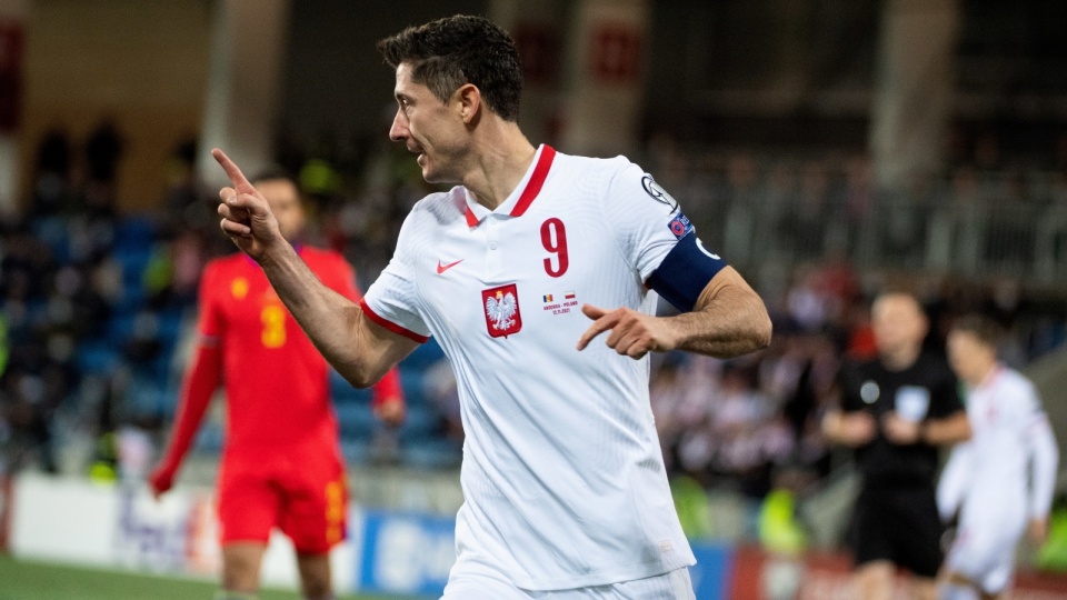 i Robert Lewandowski cieszy się z gola podczas meczu eliminacyjnego grupy I piłkarskich mistrzostw świata z Androą. Fot. PAP/Andrzej Lange