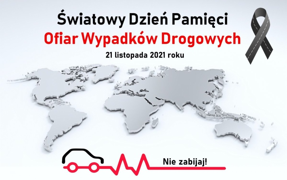 Dbając o bezpieczeństwo na drogach oraz solidaryzując się z ofiarami wypadków komunikacyjnych policjanci apelują o ostrożność i rozwagę. Fot. Komenda Główna Policji