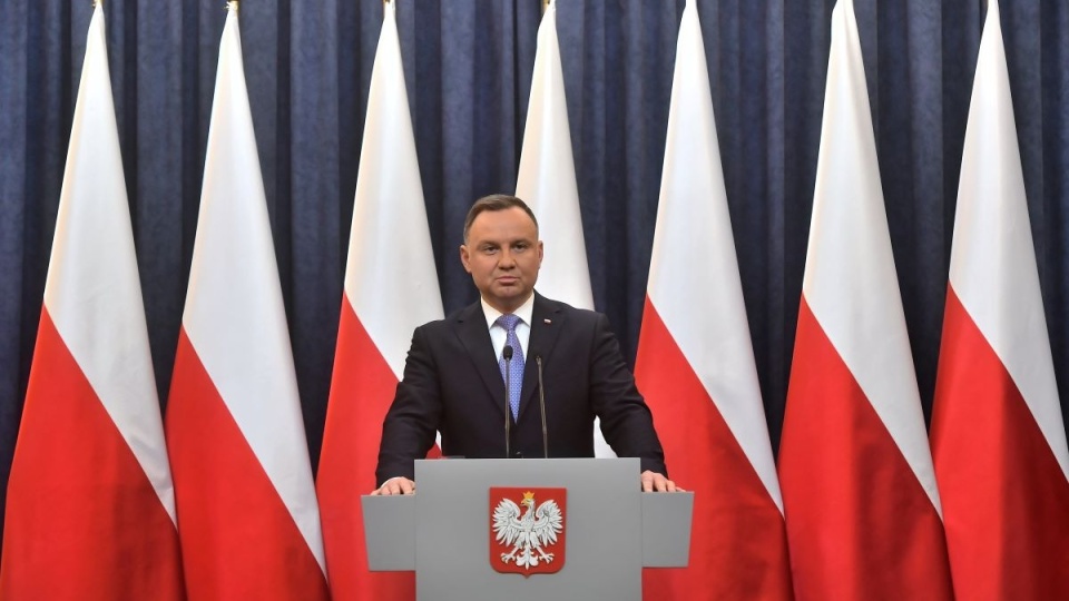 Prezydent RP Andrzej Duda podczas wypowiedzi dla mediów w Pałacu Prezydenckim w Warszawie/fot. Andrzej Lange, PAP