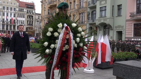 Oficjalne obchody Święta Niepodległości w Bydgoszczy. Plac Wolności 11 listopada 2022 r./jw