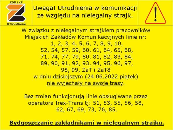 Informacja ZDMiKP w Bydgoszczy