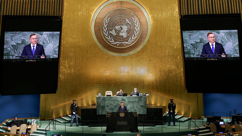 Wystąpienie prezydenta Andrzeja Dudy na sesji Zgromadzenia Ogólnego ONZ w Nowym Jorku./fot. KPRP/Jakub Szymczuk