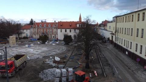 Trwają zaawansowane prace przy rewitalizacji Rynku w Starym Fordonie. Fot. UM w Bydgoszcz