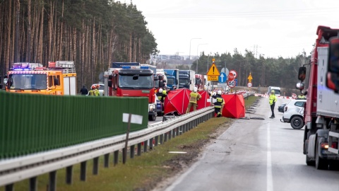 Trzy starsze osoby zginęły w wypadku trzech aut w Świeciu, gdzie na drodze S5 zderzyły się trzy samochody osobowe. Trasa jest zablokowana. Fot. PAP/Tytus Żmijewski