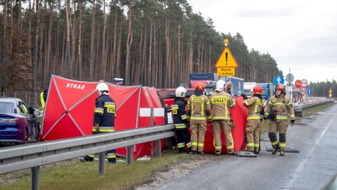 Trzy starsze osoby zginęły w wypadku trzech aut w Świeciu, gdzie na drodze S5 zderzyły się trzy samochody osobowe. Trasa jest zablokowana. Fot. PAP/Tytus Żmijewski