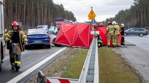 Trzy starsze osoby zginęły w wypadku trzech aut w Świeciu, gdzie na drodze S5 zderzyły się trzy samochody osobowe. Trasa jest zablokowana. Fot. PAP/Tytus Żmijewski