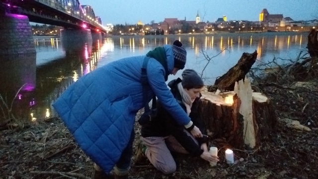 Obrońcy przyrody i mieszkańcy spotkali się na miejscu wycinki drzew w Toruniu