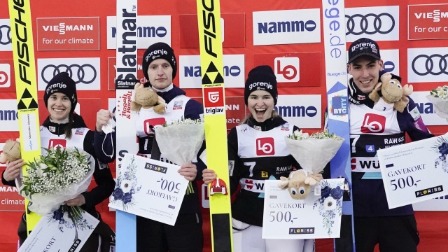 Skoki narciarskie - Słoweńcy wygrywają konkurs drużyn mieszanych, Polacy daleko