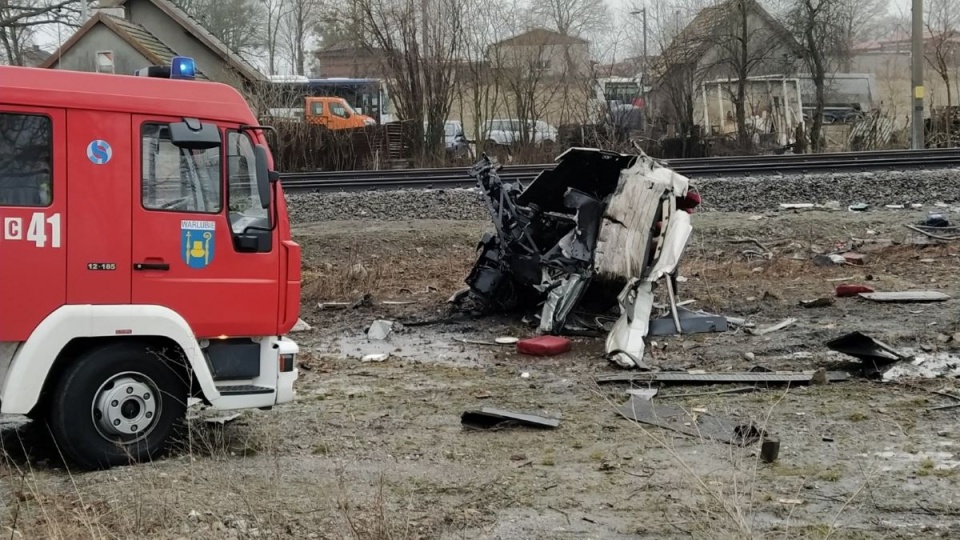 Wypadek na przejeździe kolejowym w Warlubiu/fot. Marcin Doliński