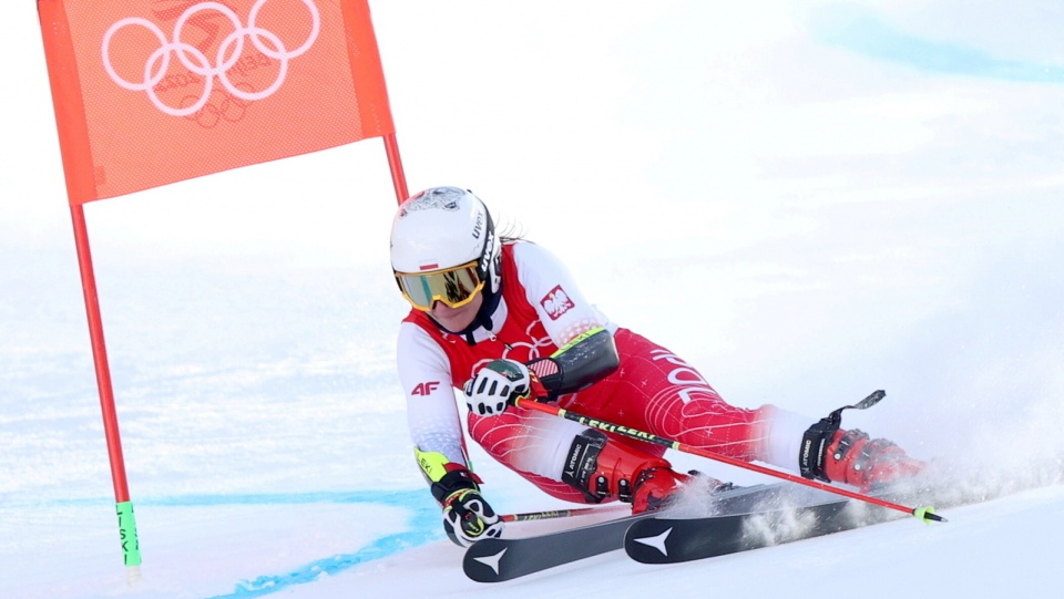 Maryna Gąsienica-Daniel na trasie slalomu giganta. Fot. PAP/Grzegorz Momot