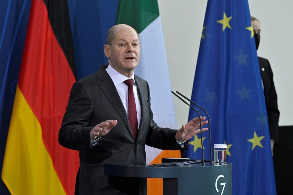Kanclerz Niemiec Olaf Scholz wstrzymał oddanie do użytku bałtyckiego gazociągu Nord Stream 2/fot. PAP, EPA