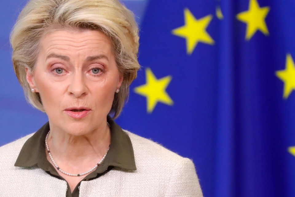 Przewodnicząca Komisji Europejskiej Ursula von der Leyen przedstawiła szereg kolejnych restrykcji wobec Rosji w związku z inwazją na Ukrainę/fot. PAP, EPA