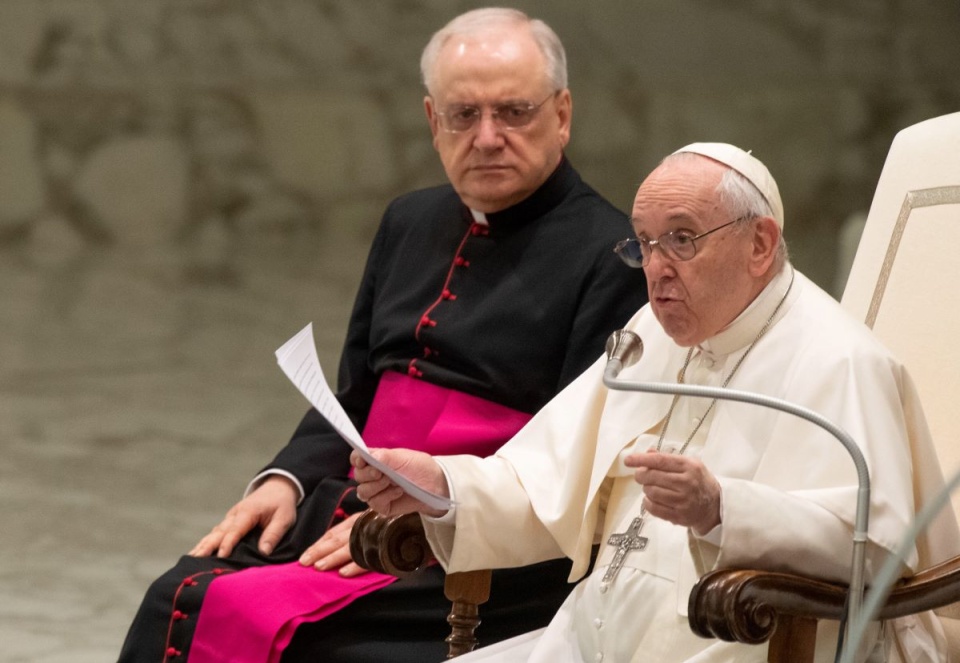 Papież Franciszek podczas audiencji w Auli Pawła VI/fot. PAP, EPA