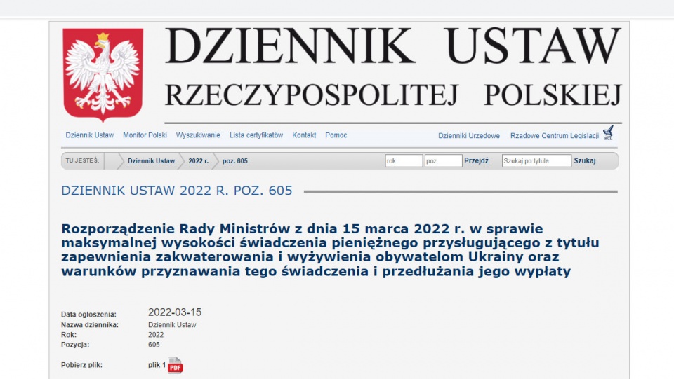 Fot. zrzut ekranu ze strony https://dziennikustaw.gov.pl/