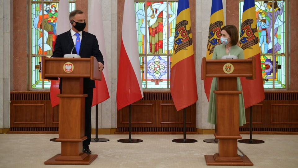 Prezydent Andrzej Duda spotkał się z prezydent Mołdawii Maią Sandu./fot. Marcin Obara/PAP