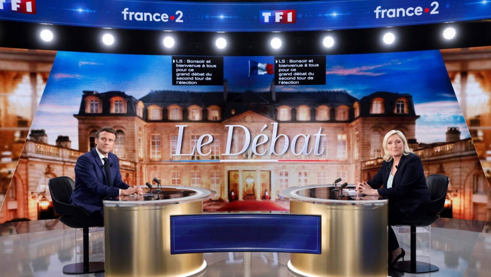 Debata Le Pen - Macron we francuskiej telewizji. /fot. Ludovic Marin/PAP/EPA