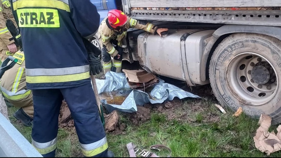 Do niebezpiecznego zdarzenia doszło przed godz. 19.00 na trasie S5, na wysokości Osówca (kierunek Gdańsk)/fot. OSP Kruszyn