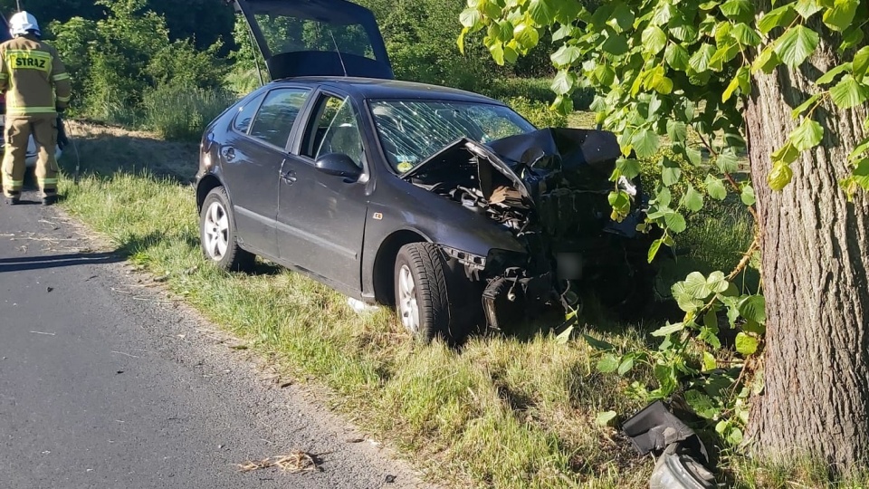 Na drodze wojewódzkiej w Sulnowie koło Świecia doszło do wypadku drogowego. Fot. Policja