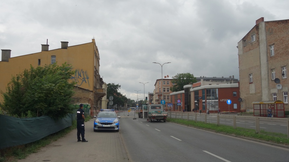 Część ulicy Staszica w Inowrocławiu była wyłączona z ruchu. Fot. Michał Zaręba