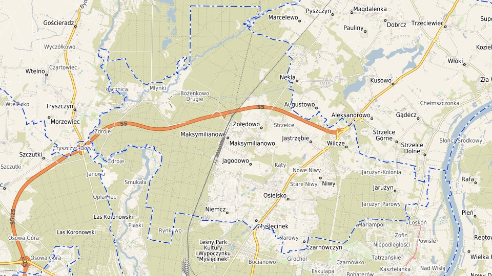 Granice administracyjne gminy Osielsko. Grafika:nosielsko.e-mapa.net