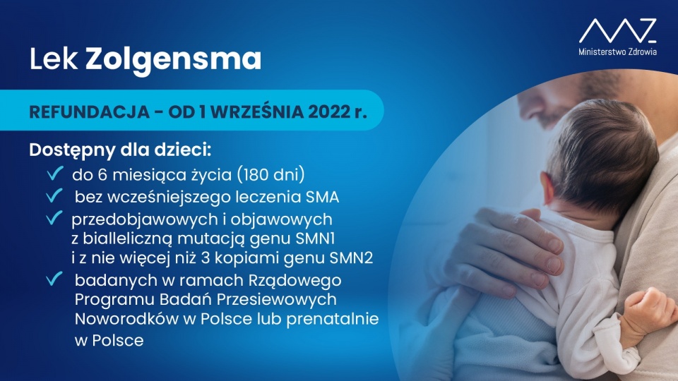 Na wrześniowej liście leków refundowanych znajdzie się najdroższy lek na SMA – Zolgensma./fot. Twitter/Ministerstwo Zdrowia