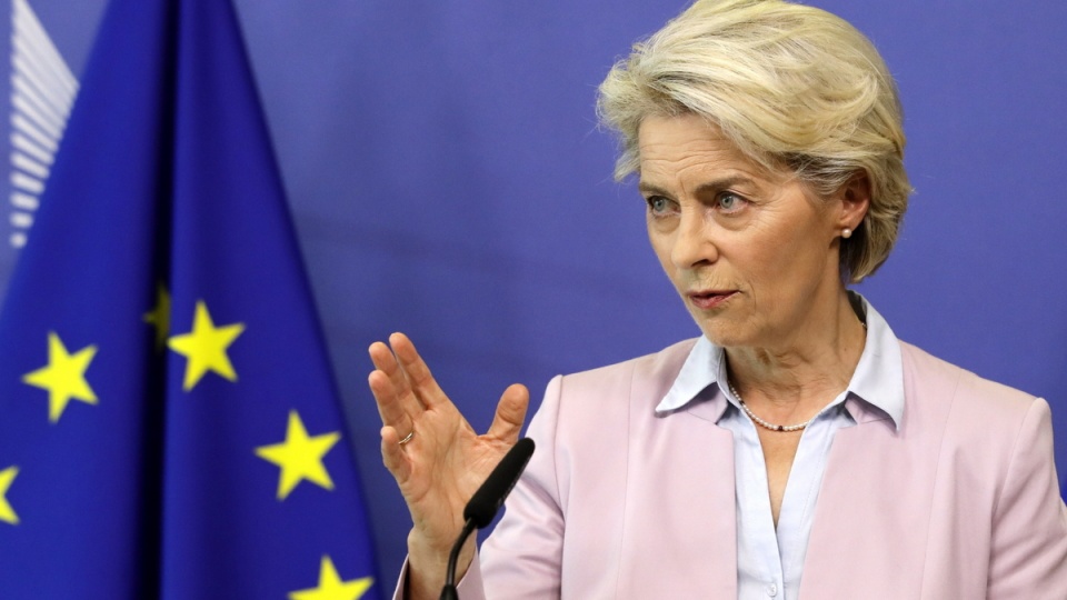 Ursula von der Leyen w środę po południu wydała w Brukseli oświadczenie, w którym przedstawiła pomysły KE na walkę z kryzysem energetycznym/fot. PAP, EPA