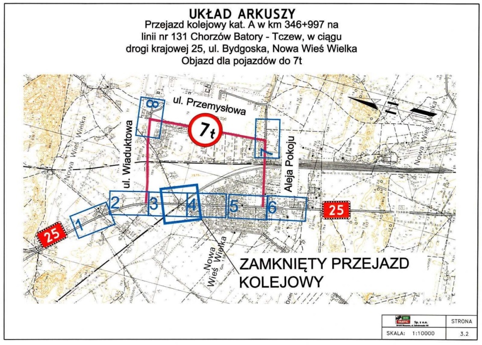 Od poniedziałku, w związku z remontem, zamknięty zostanie przejazd przez linię kolejową w Nowej Wsi Wielkiej, na drodze krajowej nr 25 Bydgoszcz - Inowrocław../fot. GDDKiA/Bydgoszcz