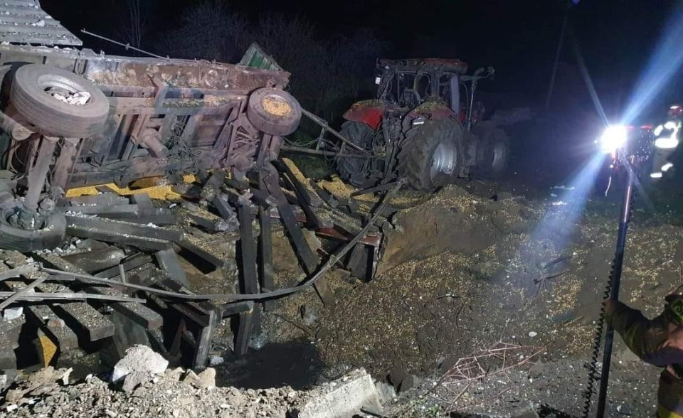 Eksplozja rakiety w Przewodowie/fot. Polskie Służby, Facebook