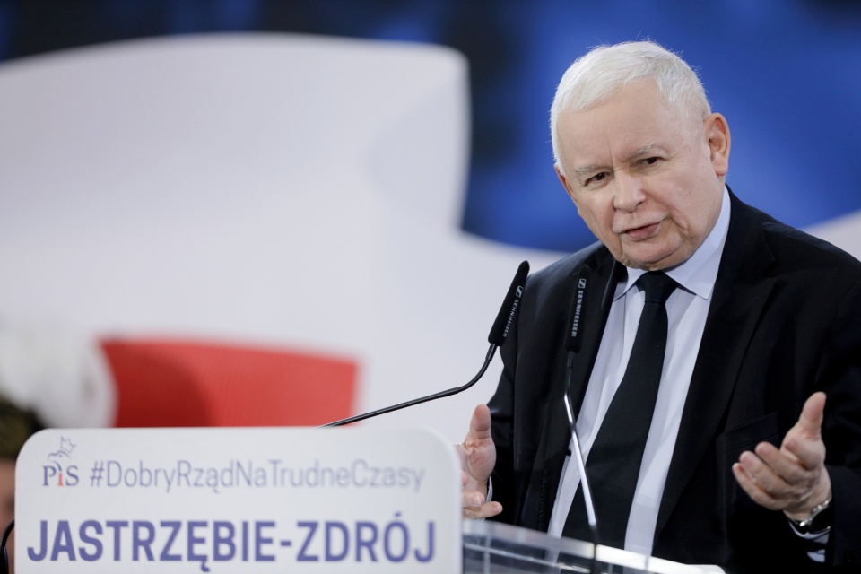 Prezes Prawa i Sprawiedliwości Jarosław Kaczyński podczas spotkania z mieszkańcami Jastrzębia-Zdroju/fot. Tomasz Wiktor